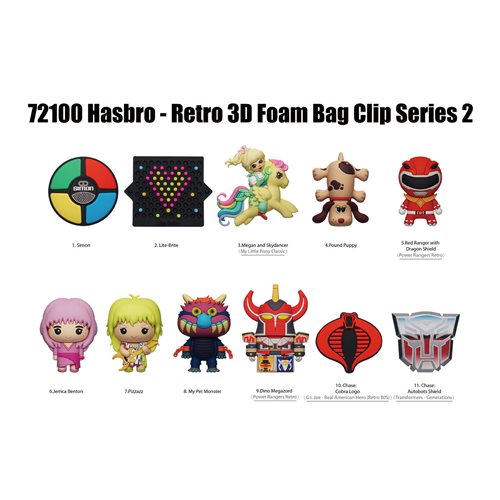 Hasbro Retro Toys Series 2 3D Foam Bag Clip Random 6-Pack