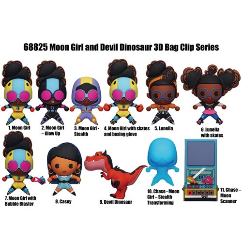 Moon Girl and Devil Dinosaur 3D Foam Bag Clip Random 6-Pack