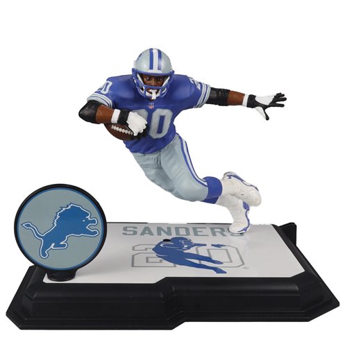 NFL SportsPicks Detroit Lions Barry Sanders Blue Jersey Gold Label 7-Inch Scale Posed Figure