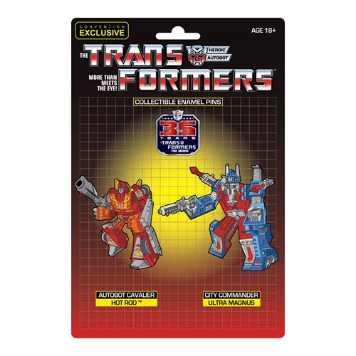 Transformers the Movie 35th Anniversary Hotrod and Ultra Magnus Retro Pin Set - Convention Exclusive
