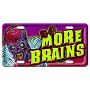 Zombie More Brains Metal License Plate