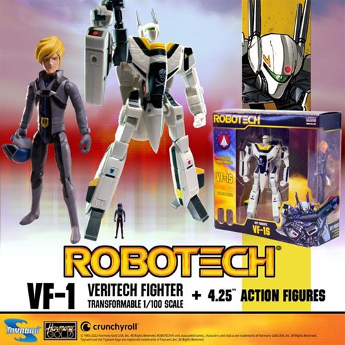 Robotech Transformable Veritech Fighter VF-1S Roy Fokker 1:100 Scale and Pilot Action Figure, Not Mi