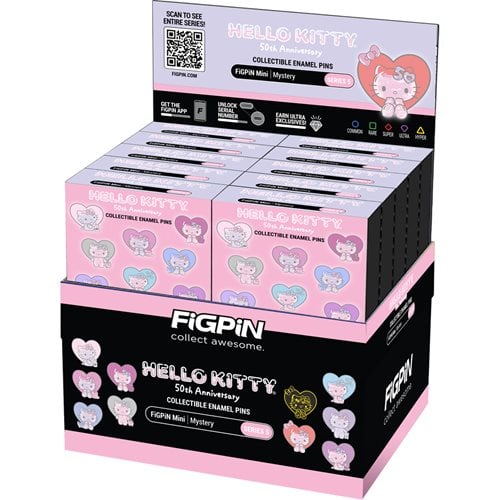 Hello Kitty 50th Anniversary Mystery Minis Series 5 Enamel Pin Display of 10
