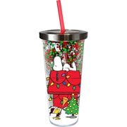 Peanuts Snoopy Christmas 20 oz. Glitter Travel Cup with Straw