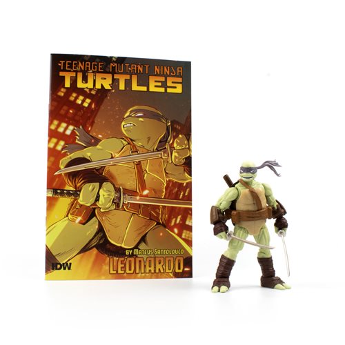 Teenage Mutant Ninja Turtles BST AXN IDW Leonardo Action Figure and Comic Book Set