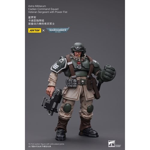 Joy Toy Warhammer 40,000 Astra Militarium Cadian Command Squad Veteran Sergeant with Power Fist 1:18