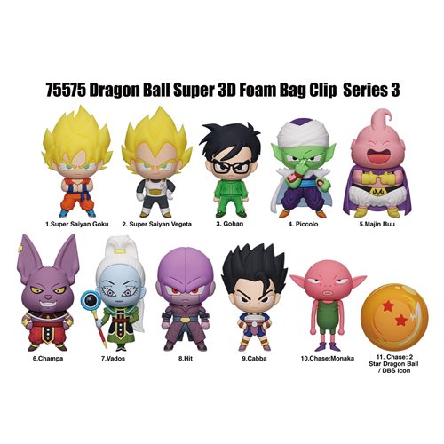 Dragon Ball Super Series 3 3D Foam Bag Clip Random 6-Pack