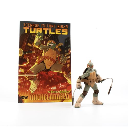 Teenage Mutant Ninja Turtles BST AXN IDW Michelangelo Action Figure and Comic Book Set
