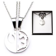 Star Wars Rogue One Rebel Alliance and Galactic Empire Symbol Cut Out Stainless Steel Best Friend Necklace Set