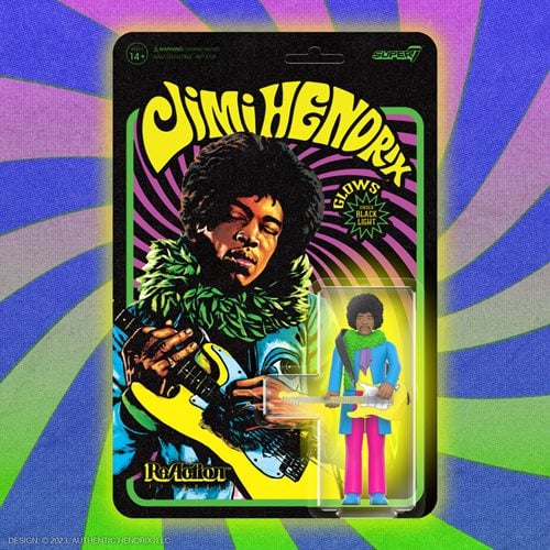 Jimi Hendrix Are You Experienced? Black Light 3 3/4-Inch ReAction Figure