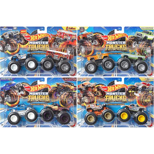 Hot Wheels Monster Trucks Demolition Doubles 1:64 Scale Vehicle 2-Pack 2024 Mix 1 Case of 8