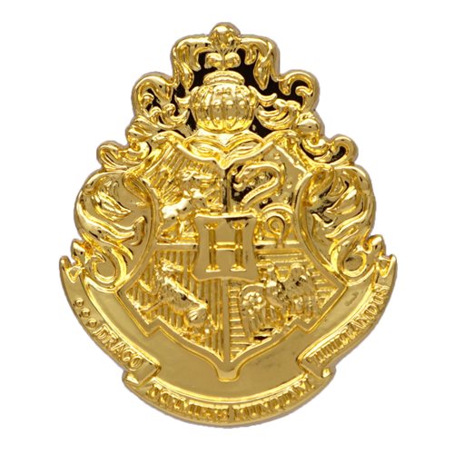 Harry Potter Hogwarts Crest Gold Deluxe Pewter Lapel Pin