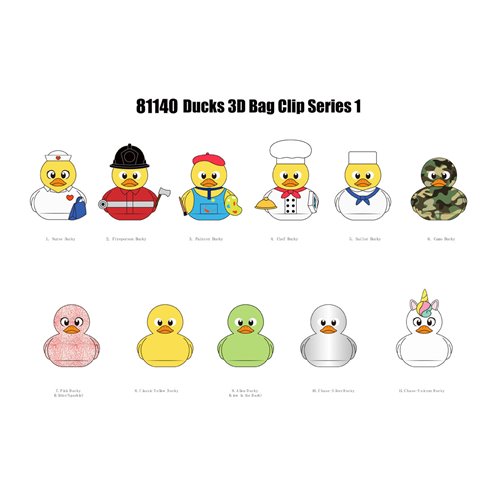 Yellow Ducks 3D Foam Bag Clip Display Case of 24