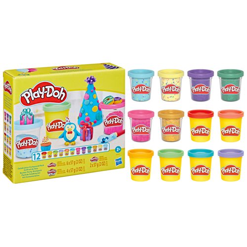 Play-Doh 12 Pack Confetti & Metallic Shine Celebration Compound