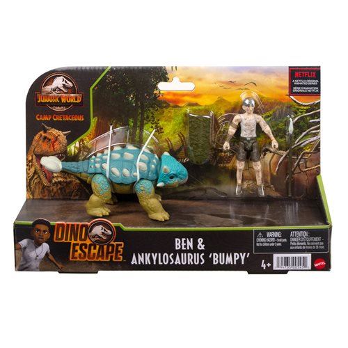 Jurassic World Camp Cretacous Dino Escape Ben and Ankylosaurus Bumpy Action Figure Set