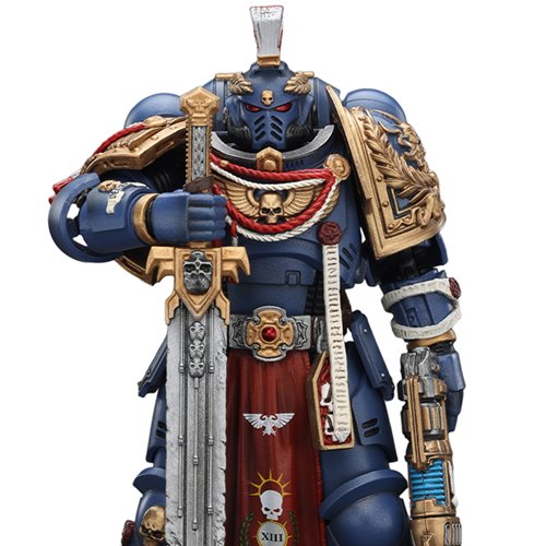 Joy Toy Warhammer Space Marine Ultramarine Relic Primus Armour Plasma Pistol and Combat Blade 1:18 Scale Action Figure