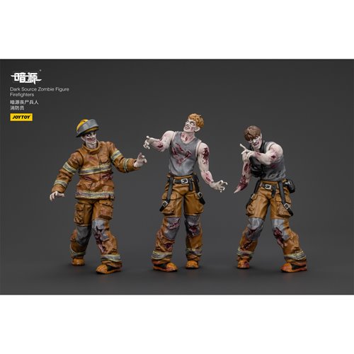 Joy Toy Dark Source Zombie Firefighters 1:25 Scale Action Figure 3-Pack