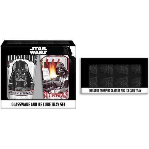 Star Wars Darth Vader Holiday Pub Glasses 2-Piece Set with Ice Tray
