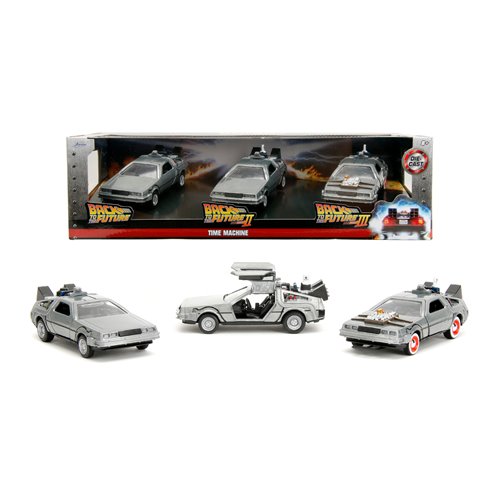 Hollywood Rides Back to the Future Time Machine 1:32 Die-Cast Metal Vehicle 3-Pack