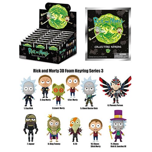 Lizard Morty Clip Details about   Rick & Morty NEW Blind Bag Series 3 Key Chain Ring 