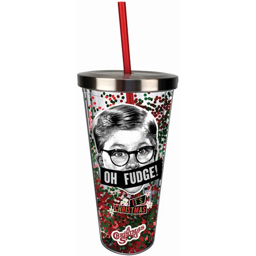 A Christmas Story Oh Fudge Glitter 20 oz. Acrylic Cup with Straw