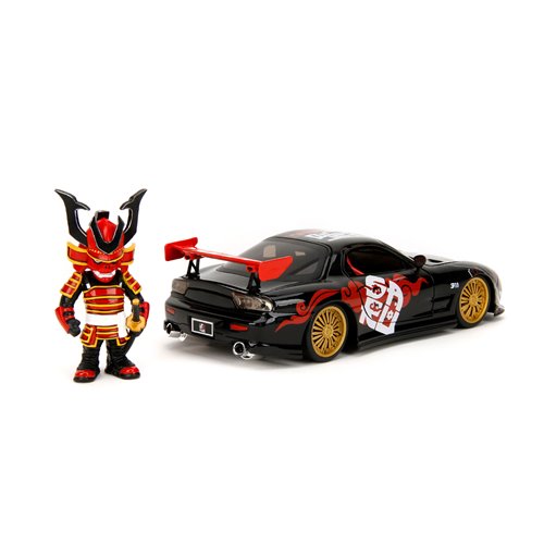 Hollywood Rides Lab Monkeys 1993 Mazda RX7 1:24 Scale Die-Cast Metal Vehicle with Saru Figure