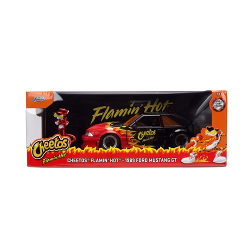 Hollywood Rides Cheetos Flamin' Hot 1989 Ford Mustang GT 1:24 Scale Die-Cast Metal Vehicle with Ches