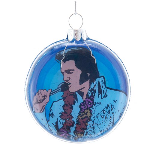 Elvis Presley Bubble 3 1/7-Inch Glass Disc Ornament