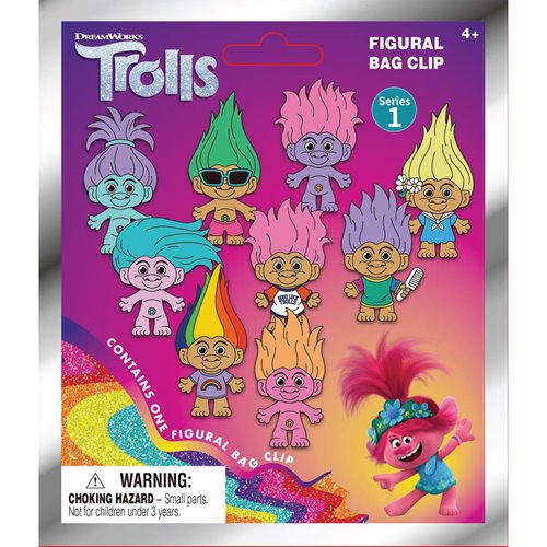 Trolls Good Luck Trolls 3D Foam Bag Clip Display Case of 24