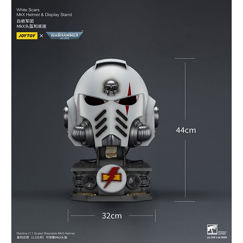 Joy Toy Warhammer 40,000 White Scars MKX 1:1 Scale Roleplay Helmet Prop Replica with Stand