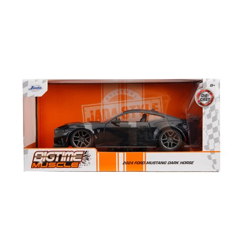 Bigtime Muscle 2024 Glossy Black Ford Mustang Dark Horse 1:24 Scale Die-Cast Metal Vehicle