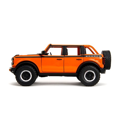 Just Trucks 2021 Ford Bronco Orange 1:24 Scale Die-Cast Metal Vehicle with Tire Rack