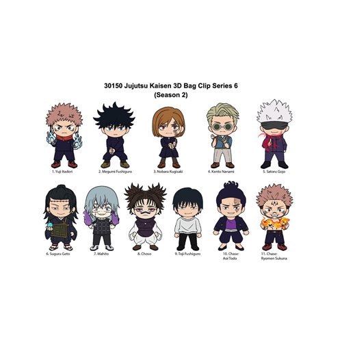 Jujutsu Kaisen Series 6 3D Foam Bag Clip Random 6-Pack