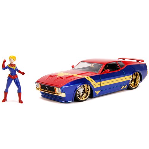Captain Marvel 1973 Ford Mustang Mach 1 Avengers 1:24 Scale Die-Cast Metal Vehicle with Figure