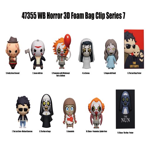 WB Horror Series 7 3D Foam Bag Clip Display Case of 24