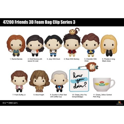 Friends Series 3 3D Figural Bag Clip Display Case of 24