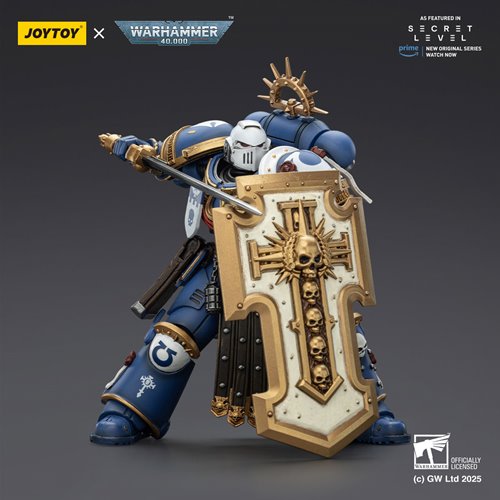 Joy Toy Warhammer 40,000 Ultramarines Torvald with Power Sword, Stormshield and Bolt Pistol 1:18 Sca