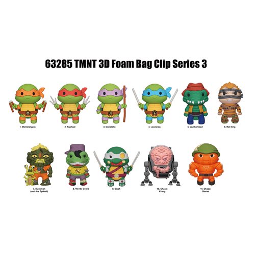 Teenage Mutant Ninja Turtles Retro S3 3D Bag Clip 6-Pack