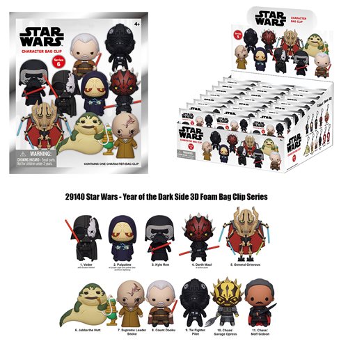 Star Wars Dark Side Series 5 3D Foam Bag Clip Random 6-Pack