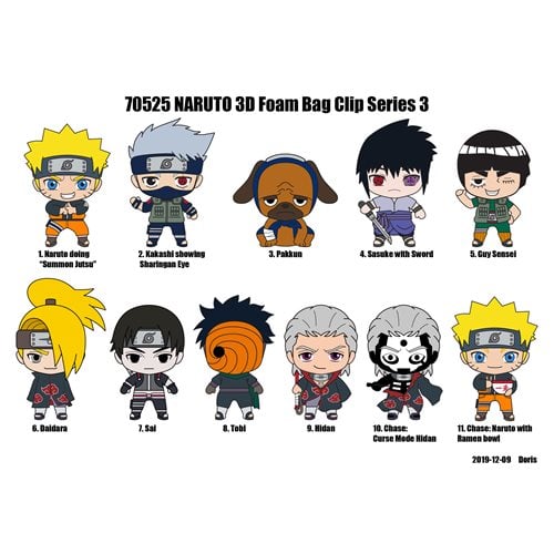 Naruto Series 3 Figural Bag Clip Random 6-Pack