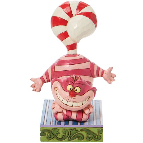 Disney Traditions Alice in Wonderland Cheshire Cat Candy Cane Tail Candy Cane Cheer by Jim Shore Statue