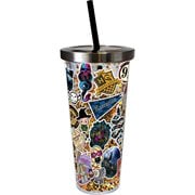 Harry Potter Sticker Art 20 oz. Glitter Travel Cup with Straw