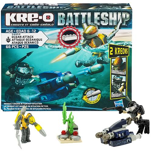 Kreo Kre-o Battleship-Ocean Attack-66 Pcs-2 Kreon Figures-Ages 6-12 Hasbro 