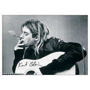 Kurt Cobain Guitar Black and White Fabric Poster