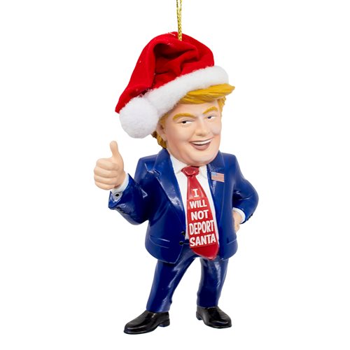 Trump with Santa Hat and Tie 3 1/2-Inch Figural Ornament