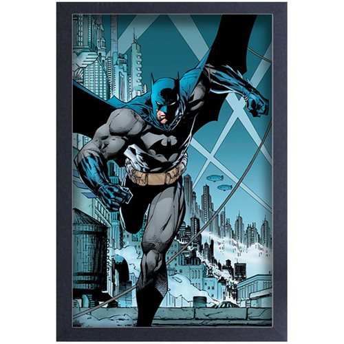 Batman Running Through Gotham Framed Art Print
