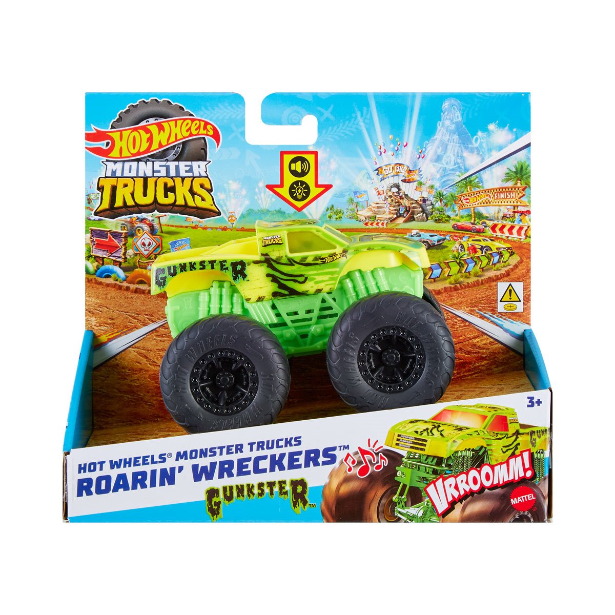 Hot Wheels Monster Trucks Roarin’ Wreckers, 1 1:43 Scale Truck with Lights  & Sounds
