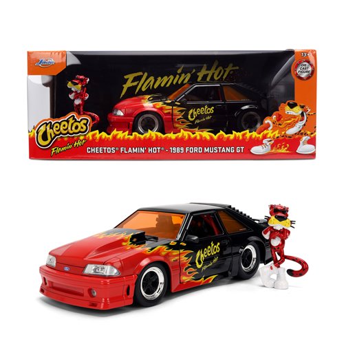 Hollywood Rides Cheetos Flamin' Hot 1989 Ford Mustang GT 1:24 Scale Die-Cast Metal Vehicle with Ches
