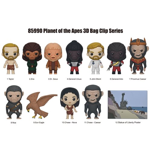 Planet of the Apes 3D Foam Bag Clip Random 6-Pack