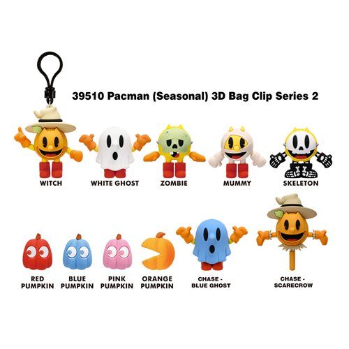 Pac-Man Halloween Series 2 3D Foam Bag Clip Random 6-Pack